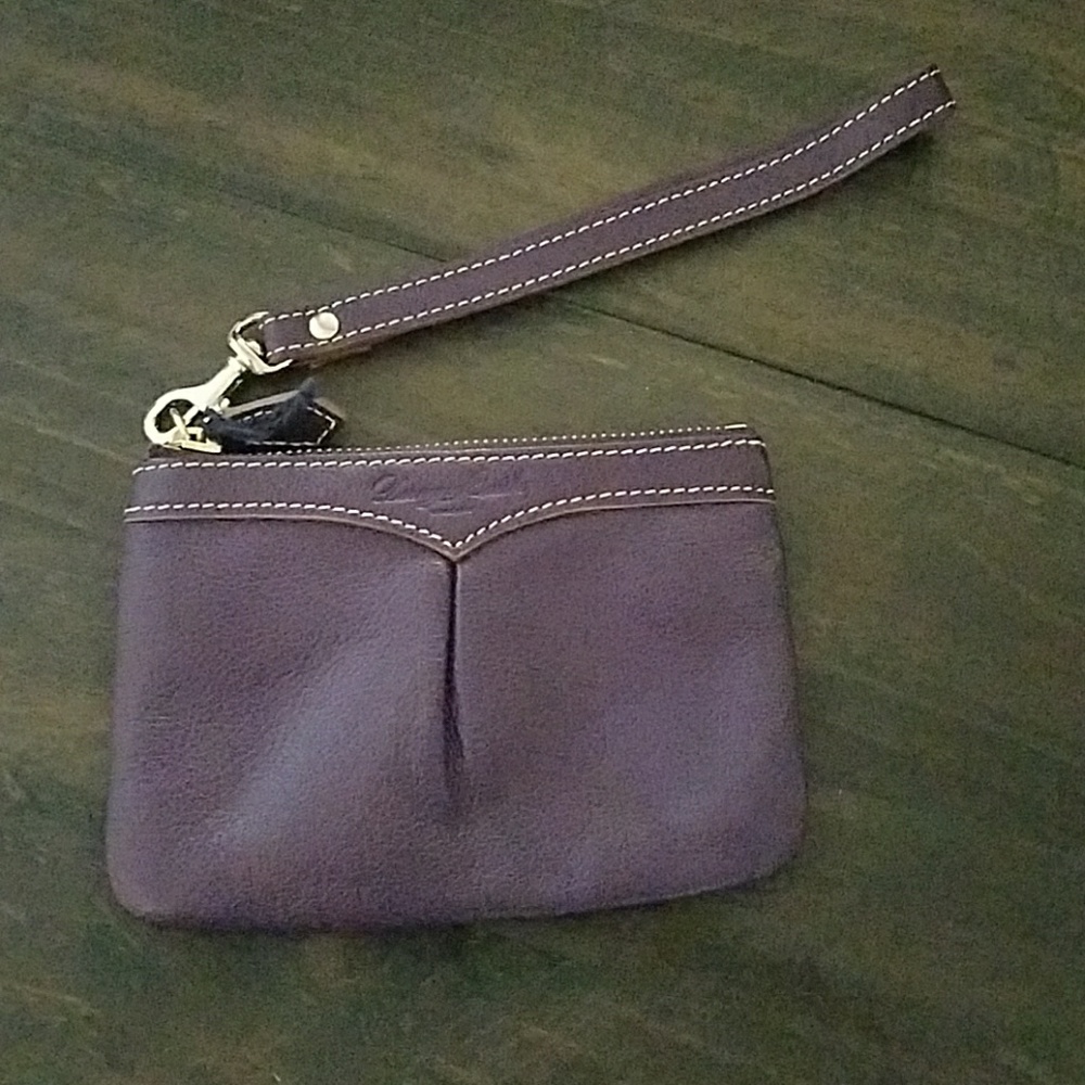 Purple Dooney and Bourke wristlet